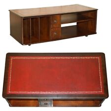 VINTAGE OXBLOOD LEATHER AND FLAMED MAHOGANY COFFEE TABLE PART OF LARGE SUITE for sale  Shipping to South Africa
