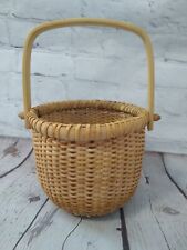 Nantucket Style Lightship Round Basket Swing Handle 6” Hand Woven Plastic Liner for sale  Shipping to South Africa