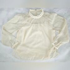Loft womens small petite victorian style sheer long sleeve blouse for sale  Shipping to South Africa