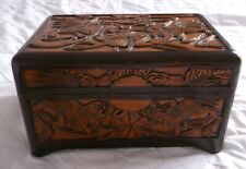 Vintage Chinese Relief Carved Lacquered Jewellery Box - Carved Animal Figures for sale  LINCOLN