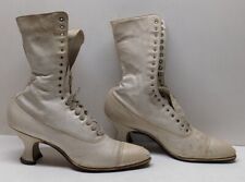 Botas femininas antigas de couro vitorianas com cadarço biqueira pontiaguda branca 1800s 1900s comprar usado  Enviando para Brazil