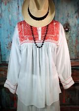 Blusa campesina bordada a mano hecha a mano algodón melocotón maya chiapas boho mexicano, usado segunda mano  Embacar hacia Mexico