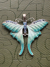 Usado, Precioso Francés Estilo Art Nouveau Mariposa Colgante, Esmalte Verde, Gemas 7cm segunda mano  Embacar hacia Argentina