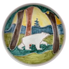 Vintage Elle Keramikk Signed Bear Plate Art Redware Pottery til salgs  Frakt til Norway