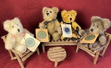 Lote Boyds Bears 1990s Pequeno/Mini Banco de Galho de Madeira, Cadeiras, Mesa e Ursos de 4-6”, usado comprar usado  Enviando para Brazil