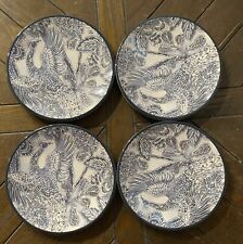 Williams Sonoma Peacock Melamine Salad Plates Set Of 4 Slate Blue 9”, used for sale  Shipping to South Africa