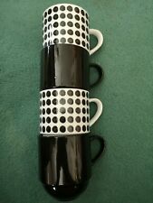 Set of 4 Black & White Spotted Mugs, Stand Within Each Other BNWOT for sale  STRATFORD-UPON-AVON