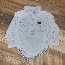 Wrangler blue denim cotton one piece longsleeve Western baby size 6/9 months, used for sale  Shipping to South Africa