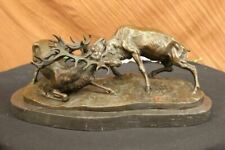 Elk Stag Buck Deer Wildlife Cabin Lodge Sportsman Art Bronze Marble Base Statue, used for sale  Westbury