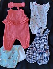 Lote de 2 adoráveis roupas para meninas recém-nascidas ♡ Jumper, laço, shorts, top, pano de arroto comprar usado  Enviando para Brazil