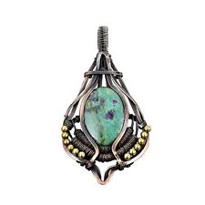 Used, Ruby Fuchsite Gemstone Wire Wrapped Pendant Copper Jewelry For Women 3.62" for sale  Shipping to South Africa