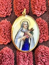 Pingente de medalha religiosa portuguesa esmalte ouro 19K Sta. Jesus Teresa Do Menino comprar usado  Enviando para Brazil