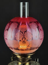 Victorian cranberry etched for sale  CLITHEROE