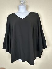 Nygard Womens Plus Size 3X Black V-neck Top 3/4 Flowy Bell Sleeve for sale  Shipping to South Africa