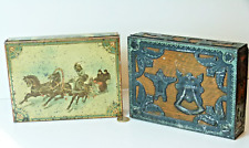PAIR ANTIQUE HUNTLEY & PALMERS FIGURAL CASKET BISCUIT TIN BOXES 1896 for sale  Shipping to South Africa