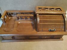 Men's Vintage Carved Wood Jewelry Box Organization Dresser Top Hardwood Roll Top for sale  Austin