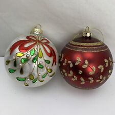 Usado, Bola de adornos de árbol de Navidad rojo oro blanco brillo 4,5" (Lote de 2) segunda mano  Embacar hacia Argentina