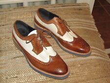 Usado, Zapatos de vestir barrocos Ed Hardy para hombre talla 10.5 de cuero marrón y blanco punta de ala segunda mano  Embacar hacia Argentina