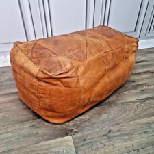 Vintage Retro Camel Patterned Brown Foot Stool Pouffe Leather Ottoman Moroccan for sale  Shipping to South Africa