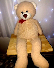 Valentine's Day Teddy Bear Plush 33" Stuffed Animal  Hearts On Foot & Bow for sale  Shipping to South Africa