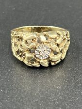 10k Yellow Gold Nugget Ring Sz 8.5 Diamond Chip 5.23g for sale  Shipping to South Africa