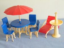 Vintage Plasco Patio Set ~ Umbrella Table, Chairs, Fountain, Chaise Lounge for sale  Shipping to South Africa