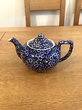 Vintage Burleigh Blue Calico Large Teapot for sale  Shipping to South Africa