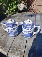 Used, Pair of WADE, RINGTONS Ltd Willow Pattern Coffee Pot/Hot Milk, Tea Pot/Hot Water for sale  BLACKBURN