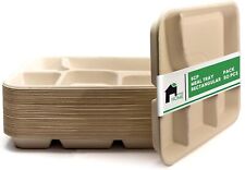 Pacote com 100 placas de papel compostável EconoHome 5 compartimentos, descartáveis naturais, usado comprar usado  Enviando para Brazil