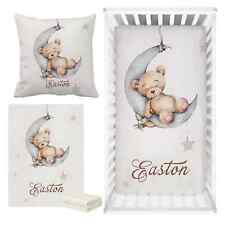 Juego de cama para cuna de oso dormido en la luna juego de cama baby shower regalo juego de cama segunda mano  Embacar hacia Mexico