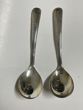 Set of 2 Soup Spoons Unmarked Ridged Edge Silverplate on Steel 6” for sale  Shipping to South Africa