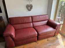 leather sofa recliner red for sale  WARE