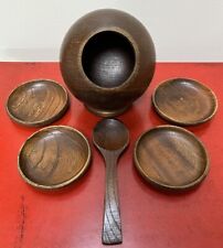 Orbe/esfera de adega de sal de madeira com colher e 4 tigelas de adega pessoais MCM VINTAGE comprar usado  Enviando para Brazil