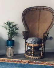 Usado, Antiga Cadeira Pavão Anos 70 Emmanuelle Kok Maison Trono Rattan França Trono Bambu comprar usado  Enviando para Brazil