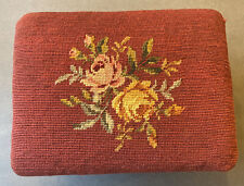 Used, Vintage Needlepoint Cross Stitch Top Foot Stool Bench Rest Decor Seat Floral L for sale  Shipping to South Africa
