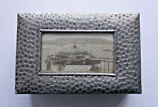 Used, Victorian hammered pewter small trinket box early photograph of Plymouth Pier for sale  Shipping to South Africa