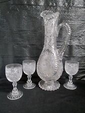American Brilliant Crystal 4 Piece Tankard Set, used for sale  Shipping to South Africa