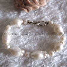 Usado, "Brazalete de perlas de agua dulce blanco genuino de joyería de 6-12 mm 7,5""" segunda mano  Embacar hacia Argentina