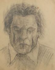 Antiguo dibujo a lápiz retrato hombre segunda mano  Embacar hacia Argentina