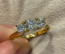 Brukt, 2.17 Carat Lab Created Diamond Trilogy Engagement Ring Gold Plated 925 Size J til salgs  Frakt til Norway