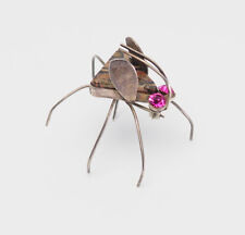 Broche de alfinete de insetos funky prata esterlina cristais rosa mosca moderna em pernas de arame comprar usado  Enviando para Brazil
