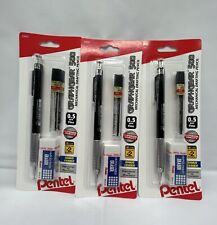 Used, 3 x Pentel GraphGear 500 Mechanical Drafting Pencil w/Lead & Mini Eraser 0.5mm  for sale  Shipping to South Africa