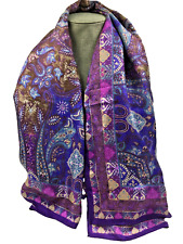 Jim Thompson Purple, Pinks, Blues 42" x 42" Silk  Wrap/Scarf ~ Signed ~ Mandela, used for sale  Shipping to South Africa