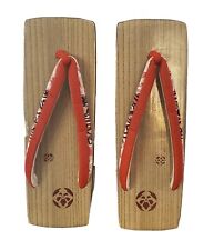 Japanese Kimono Sandal Geta Geisha Zori Wood 9" One Size Red Scratched Cosplay  for sale  Shipping to South Africa