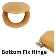 Home Pine Effect Toilet Seat- Natural Stainless Steel Bottom Fix Hinge, used for sale  Shipping to South Africa