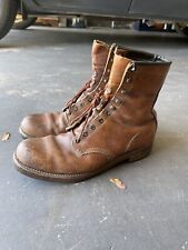 Vintage CHIPPEWA Men’s  8” Brown Blacksmith Leather Boots Sz 8.5 D USA Cork Sole, used for sale  Shipping to South Africa