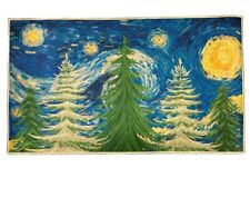 Usado, Tapete de Natal tapete árvores sobre Van Gogh’s The Starry Night tipo cena 28x17” comprar usado  Enviando para Brazil