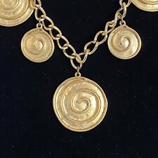 Chunky Gold Tone Swirl Medallion Necklace Adjustable Length  18”-20” for sale  Shipping to South Africa