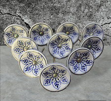 Botões de gaveta de cerâmica com estampa de flores brancas e azuis puxadores vintage para cozinha, usado comprar usado  Enviando para Brazil