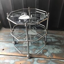 Vintage 3 Tier Chrome Glass Hexagonal Cake Stand Deco Retro Bakeing Deco Ladies for sale  Shipping to South Africa